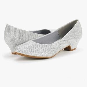 Dream Pairs Mila Pumps Silver Metallic Shimmer Heeled NWOT 9 Cocktail